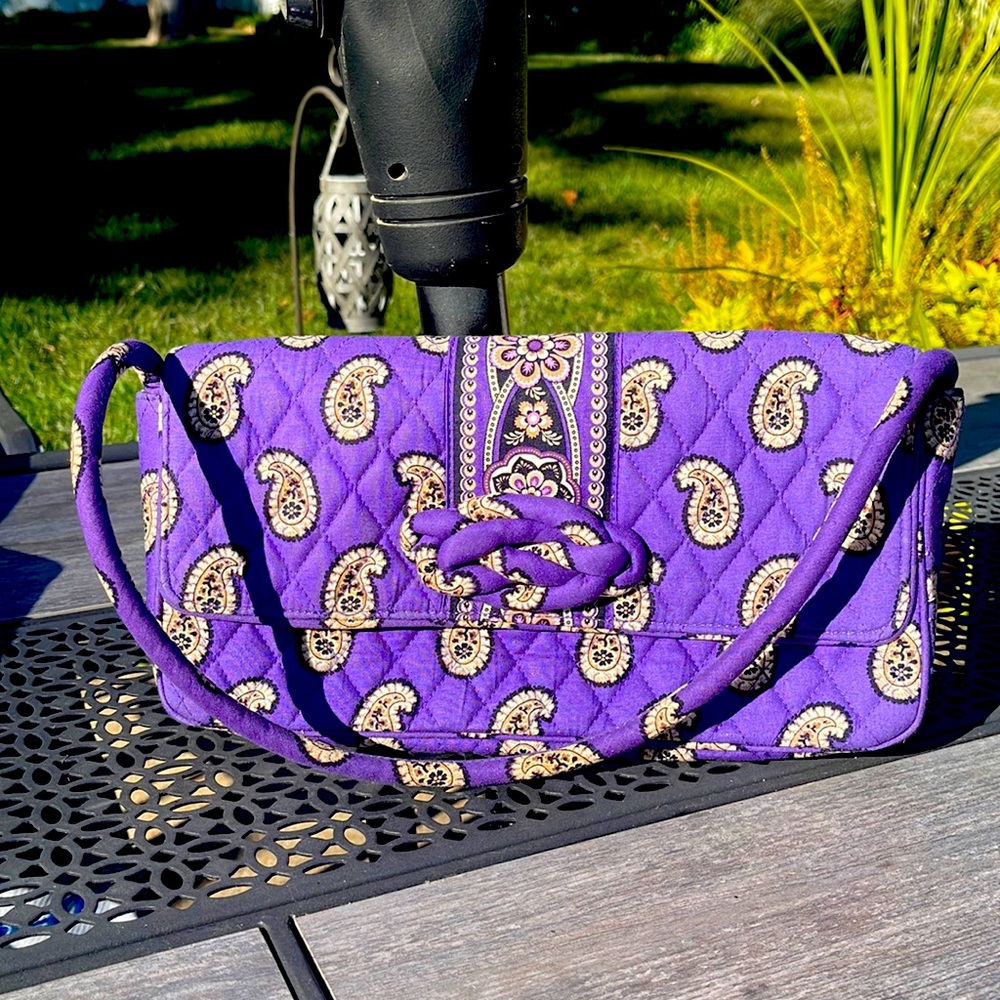 Vera Bradley purse, large, purple and white. Slightly used in good condition.